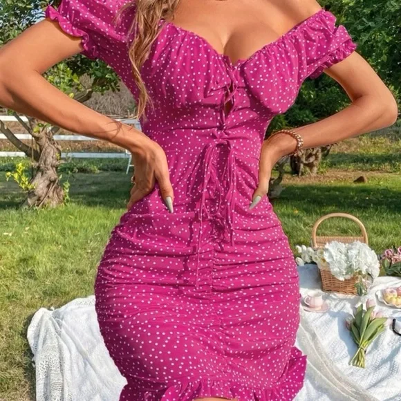 Pink Polka Dotted Dress - Picture 3 of 3